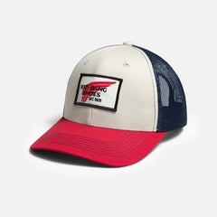 Pro Trucker Cap - Unisex Ball Cap in Stone/Red/Navy