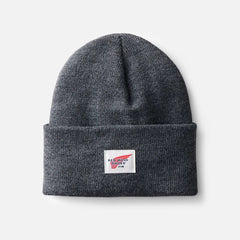 Logo Knit Beanie Hat - Unisex Knit Watch Hat in Dark Gray Heather