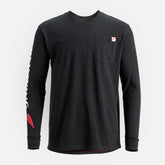 Long Sleeve Pocket T-Shirt with Sleeve Print - Men's Long Sleeve Tee in Black