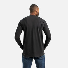 Long Sleeve Pocket T-Shirt with Sleeve Print - Men's Long Sleeve Tee in Black