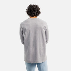 Long Sleeve Pocket T-Shirt with Sleeve Print - Men's Long Sleeve Tee in Dark Gray