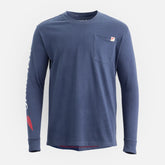Long Sleeve Pocket T-Shirt with Sleeve Print - Men's Long Sleeve Tee in Navy