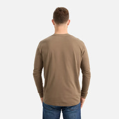 Long Sleeve Pocket T-Shirt with Sleeve Print - Men's Long Sleeve Tee in Brown