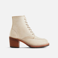 Clara - Women's Heeled Boot in White Sand Mohave Leather