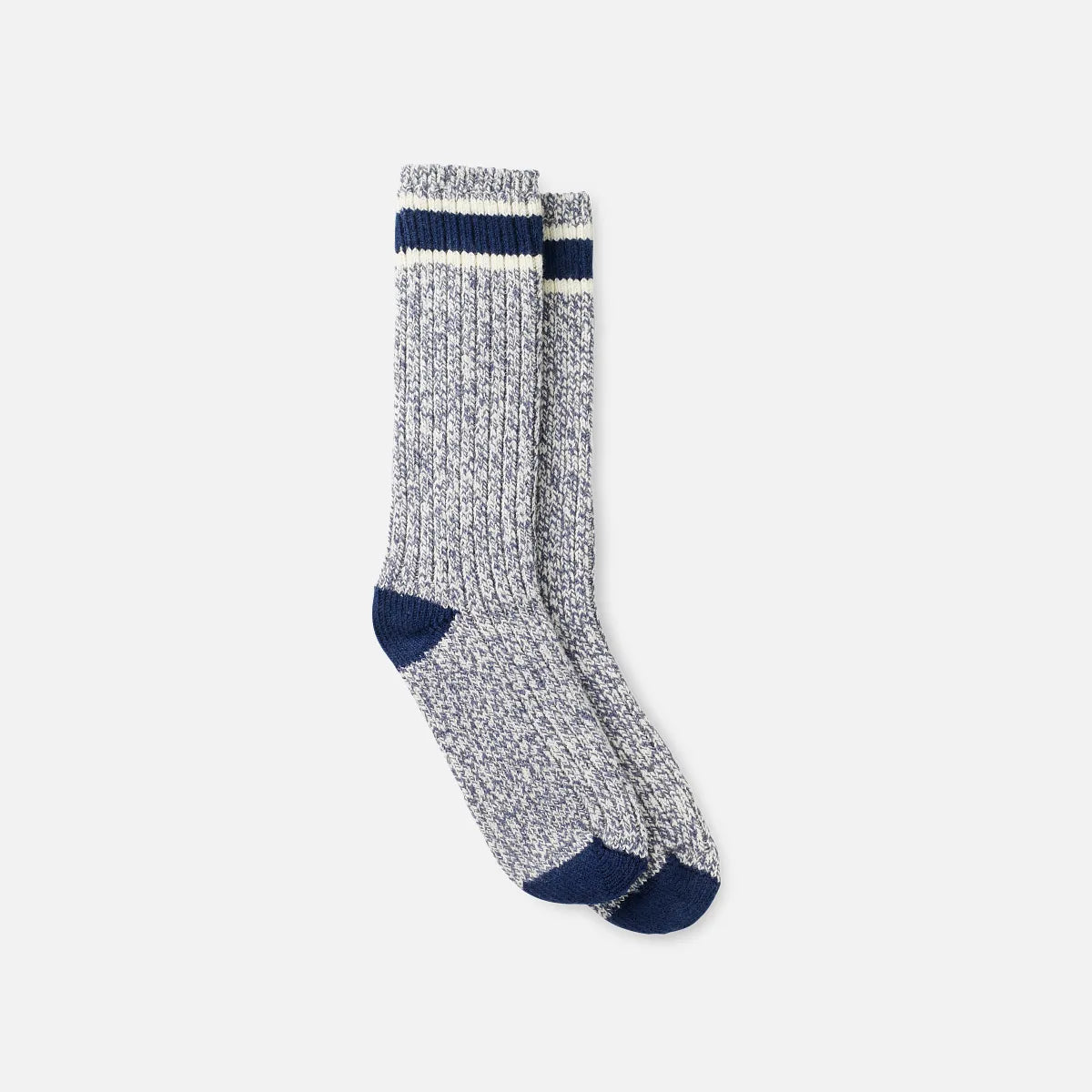 Wool Blend Ragg Crew - Unisex Wool Blend Ragg Crew Socks in Slate/Navy Wool Blend