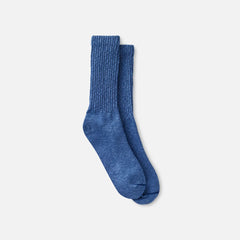Cotton Blend Ragg Crew - Unisex Cotton Blend Ragg Crew Boot Socks in Over Dyed Navy/Blue Cotton Blend