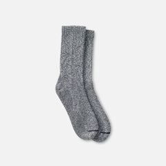 Cotton Blend Ragg Crew - Unisex Cotton Blend Ragg Crew Boot Socks in Over Dyed Black/Gray Cotton Blend