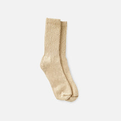 Cotton Blend Ragg Crew - Unisex Cotton Blend Ragg Crew Boot Socks in Over Dyed Cream/Coffee Cotton Blend