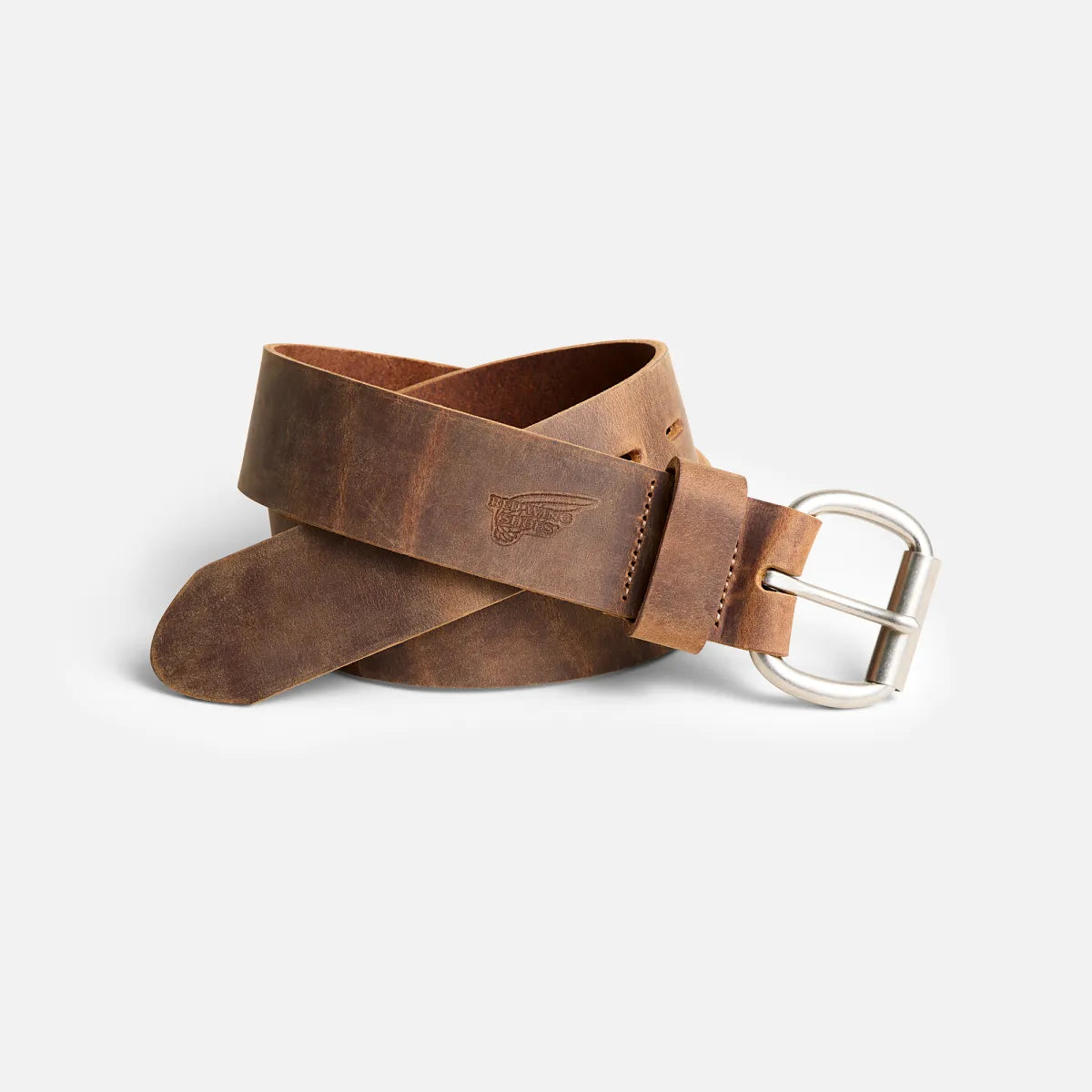 Roller Bar Leather Belt - Red Wing Leather Belt with Roller Bar in Brown
