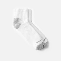 Everyday Work Medium Weight Quarter Crew - Unisex Cotton Blend Quarter Crew Sock in White