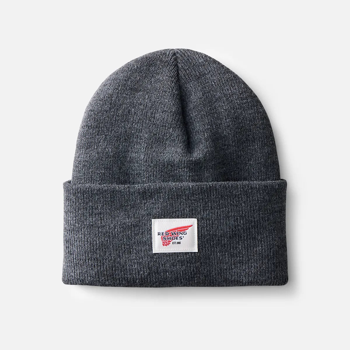 Logo Knit Beanie Hat - Unisex Knit Watch Hat in Dark Gray Heather