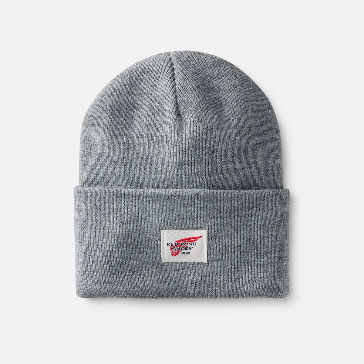 Logo Knit Beanie Hat - Unisex Knit Watch Hat in Light Gray Heather