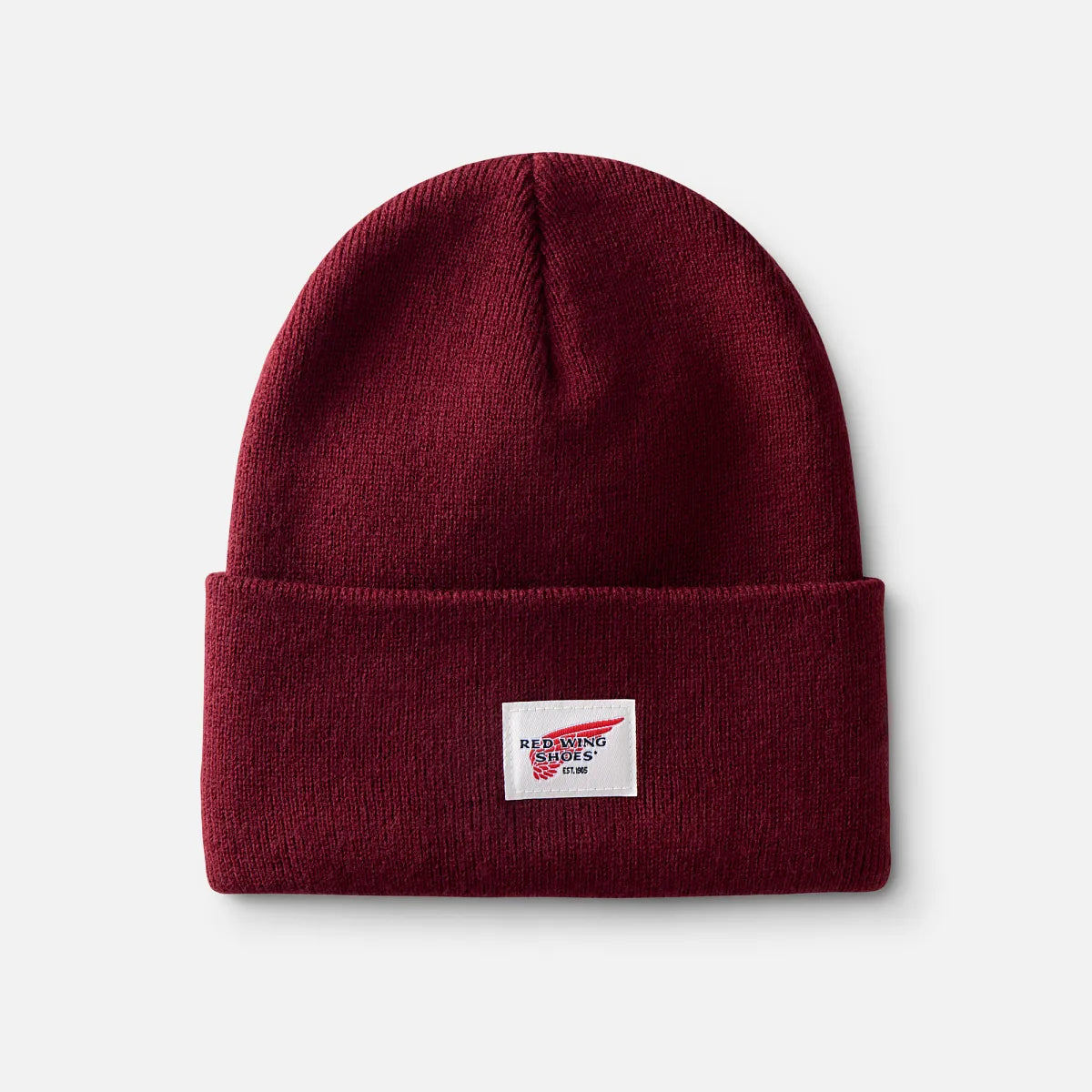 Logo Knit Beanie Hat - Unisex Knit Watch Hat in Burgundy
