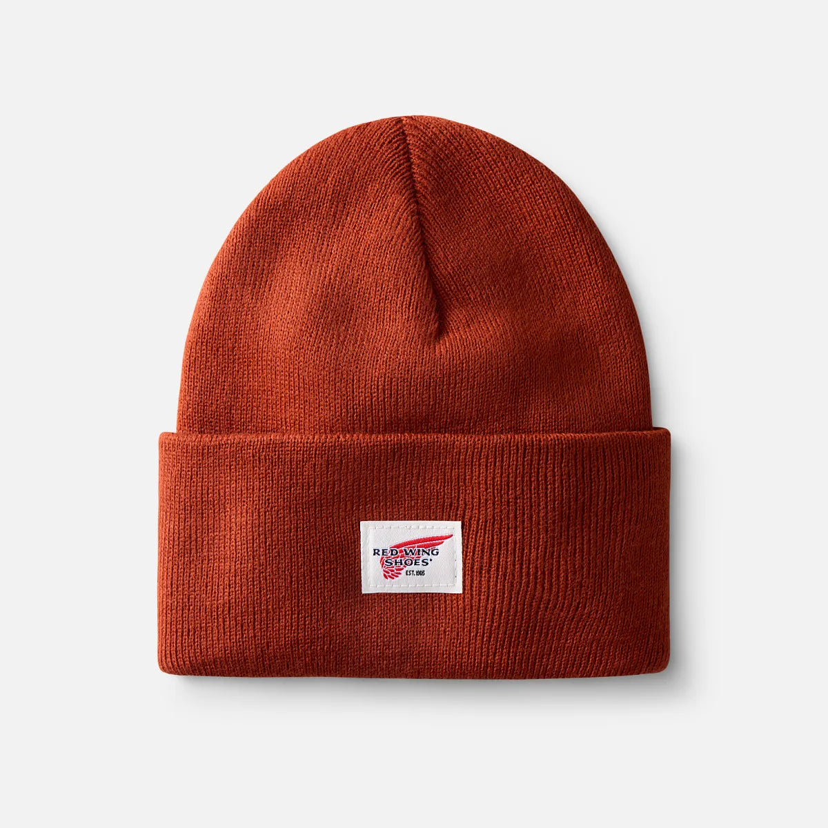 Logo Knit Beanie Hat - Unisex Knit Watch Hat in Rust
