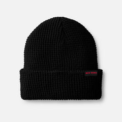 Waffle Knit Beanie - Unisex Waffle Knit Hat in Black