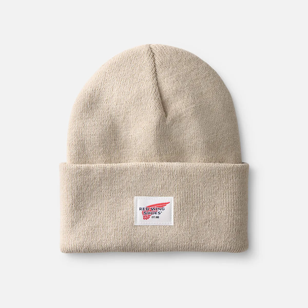 Logo Knit Beanie Hat - Unisex Cuffed Beanie Hat in Stone