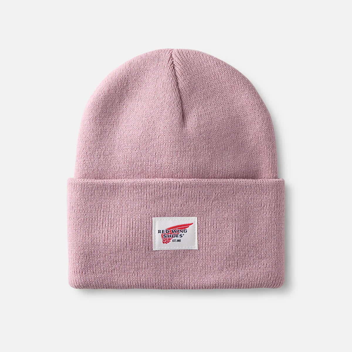 Logo Knit Beanie Hat - Unisex Cuffed Beanie Hat in Pale Rose