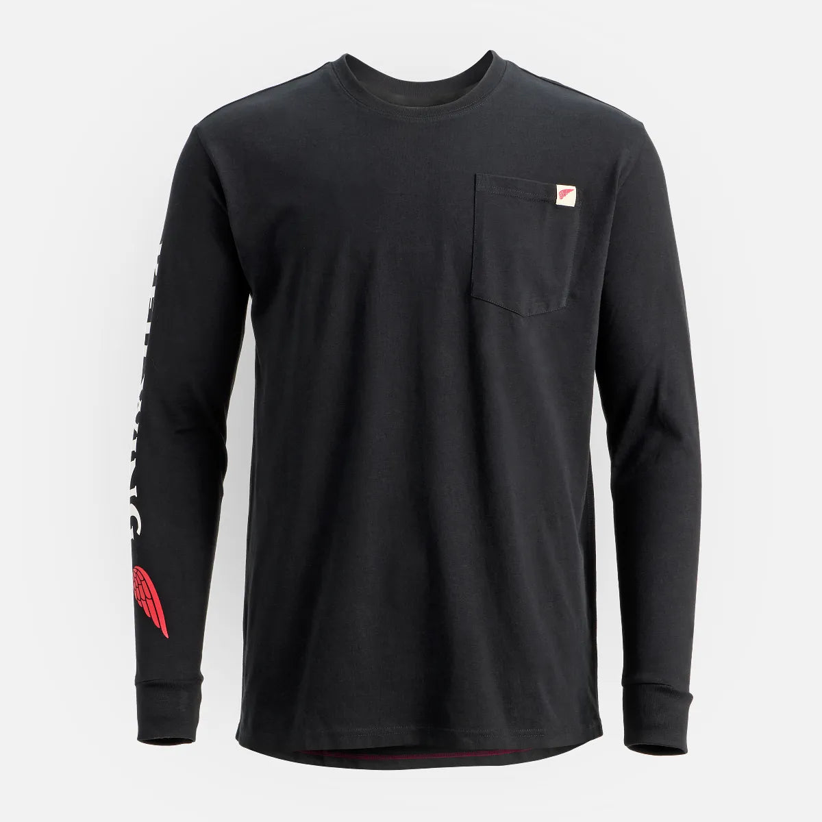 Long Sleeve Pocket T-Shirt with Sleeve Print - Men's Long Sleeve Tee in Black
