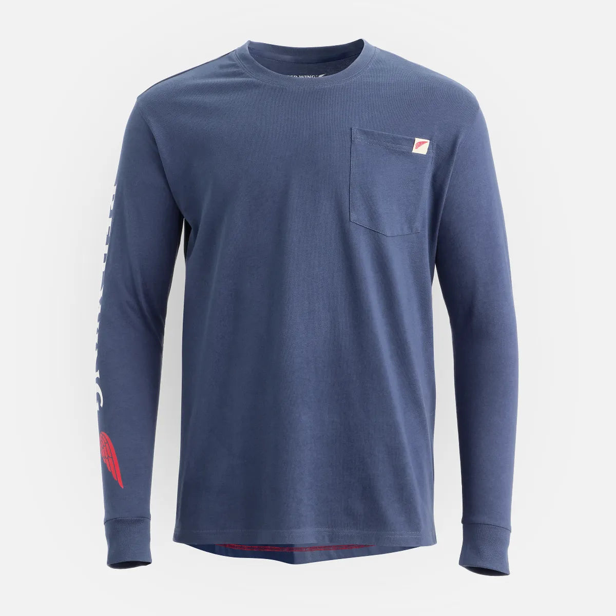 Long Sleeve Pocket T-Shirt with Sleeve Print - Men's Long Sleeve Tee in Navy