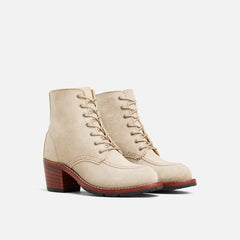 Clara - Women's Heeled Boot in White Sand Mohave Leather